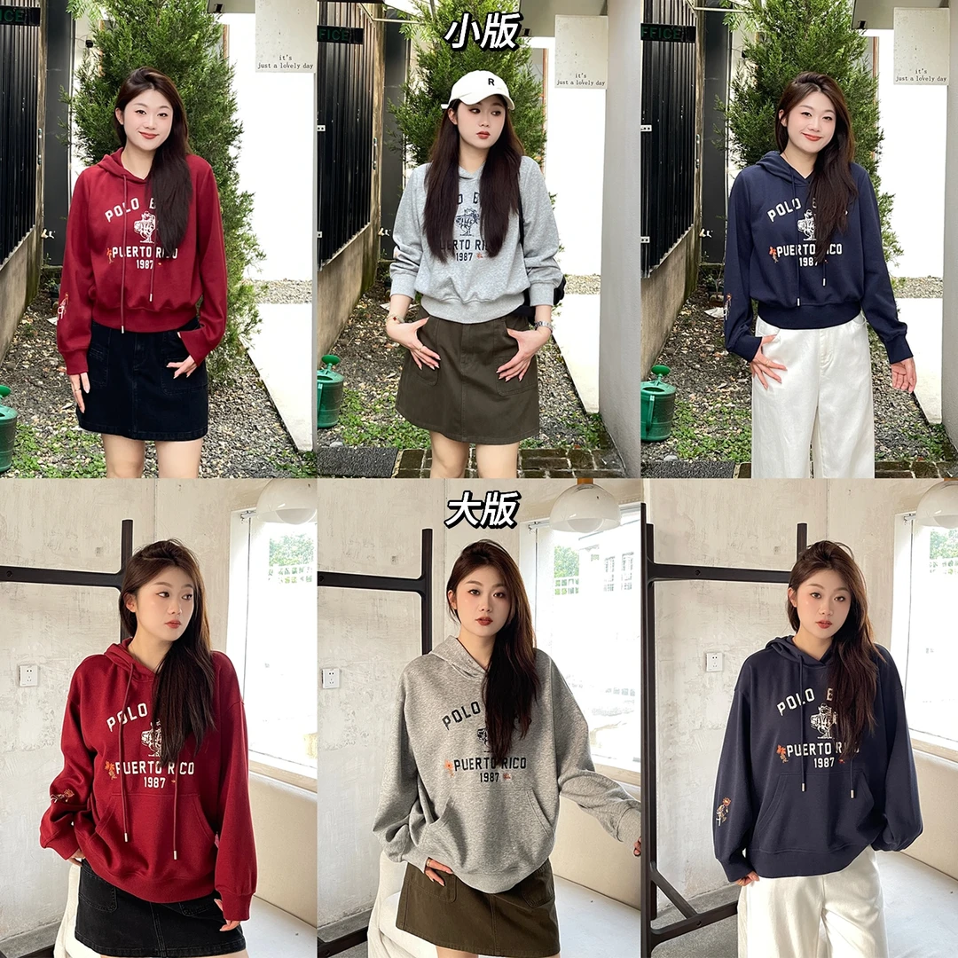 裂渡宣宣【美式双生】微胖大码女秋复古印花大小双版本卫衣ZY507V37