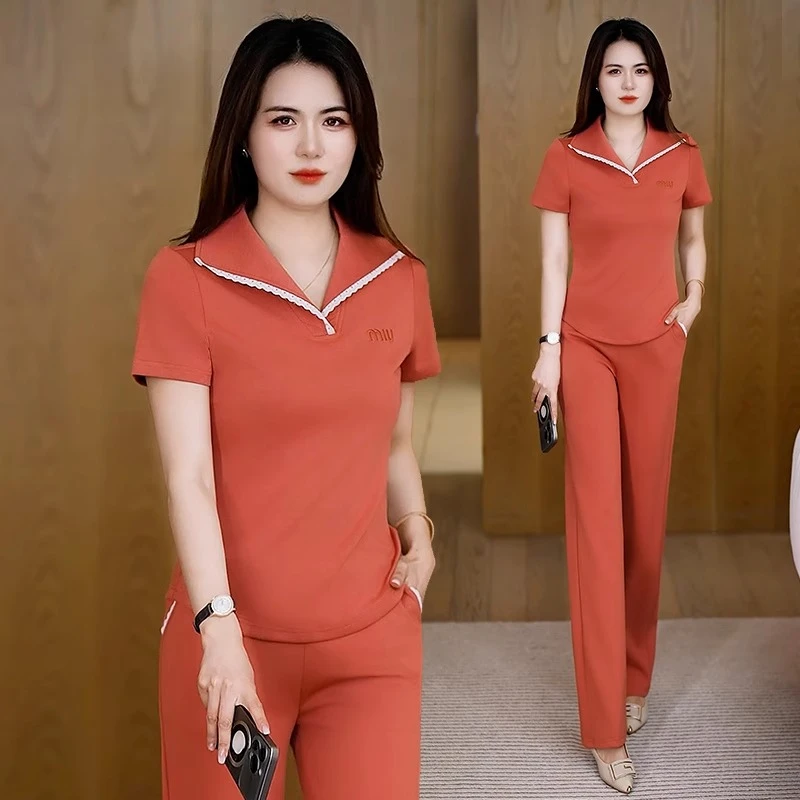 女装职业夏款套装2025新款减龄今年流行休闲时尚运动洋气质两件套