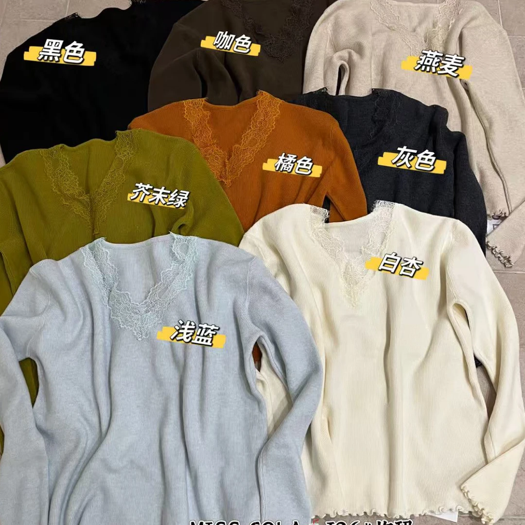 【胖胖卿】性感蕾丝木耳边打底