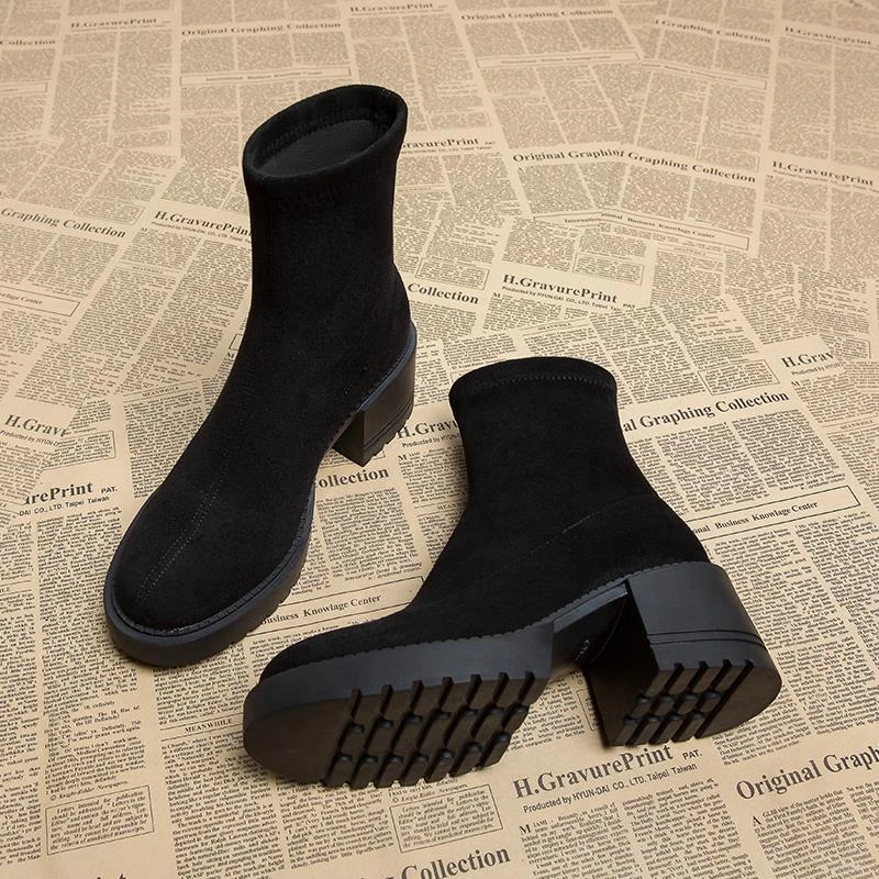 【JTG&SHOES 官方】高跟马丁靴女2025年秋季季新款粗跟加绒惠州韩