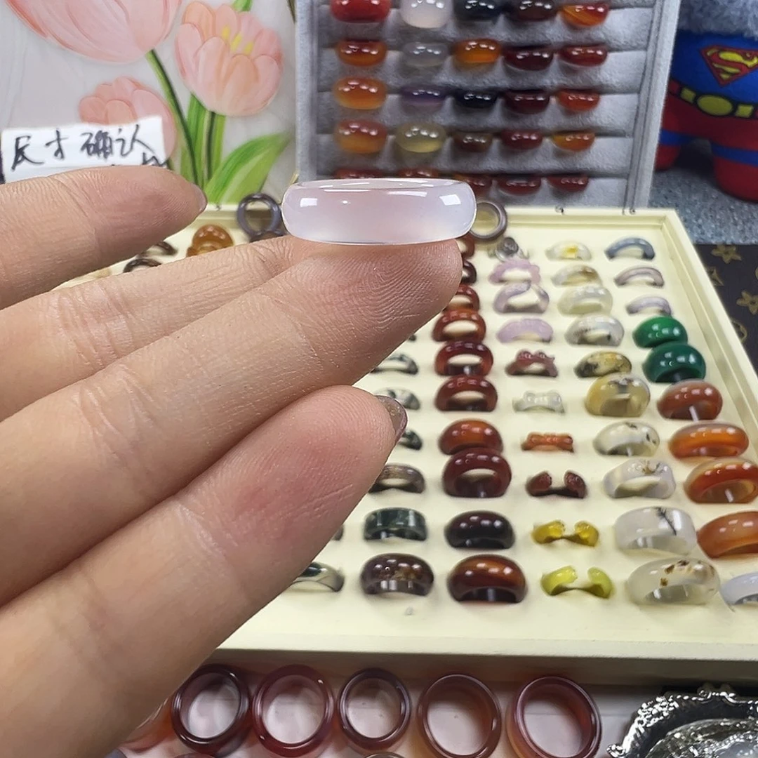 玛瑙/玉髓未镶嵌戒指B12不退换17.2港15