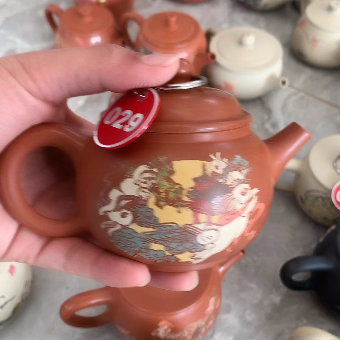 云南建水紫陶彩填壶微瑕029