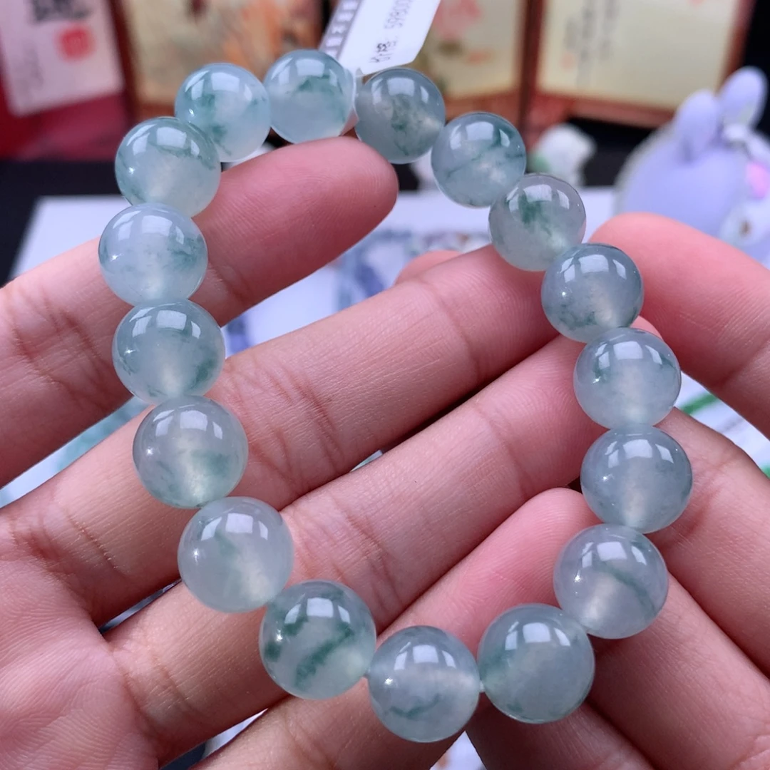 翡翠未镶嵌手链冰飘花卡12