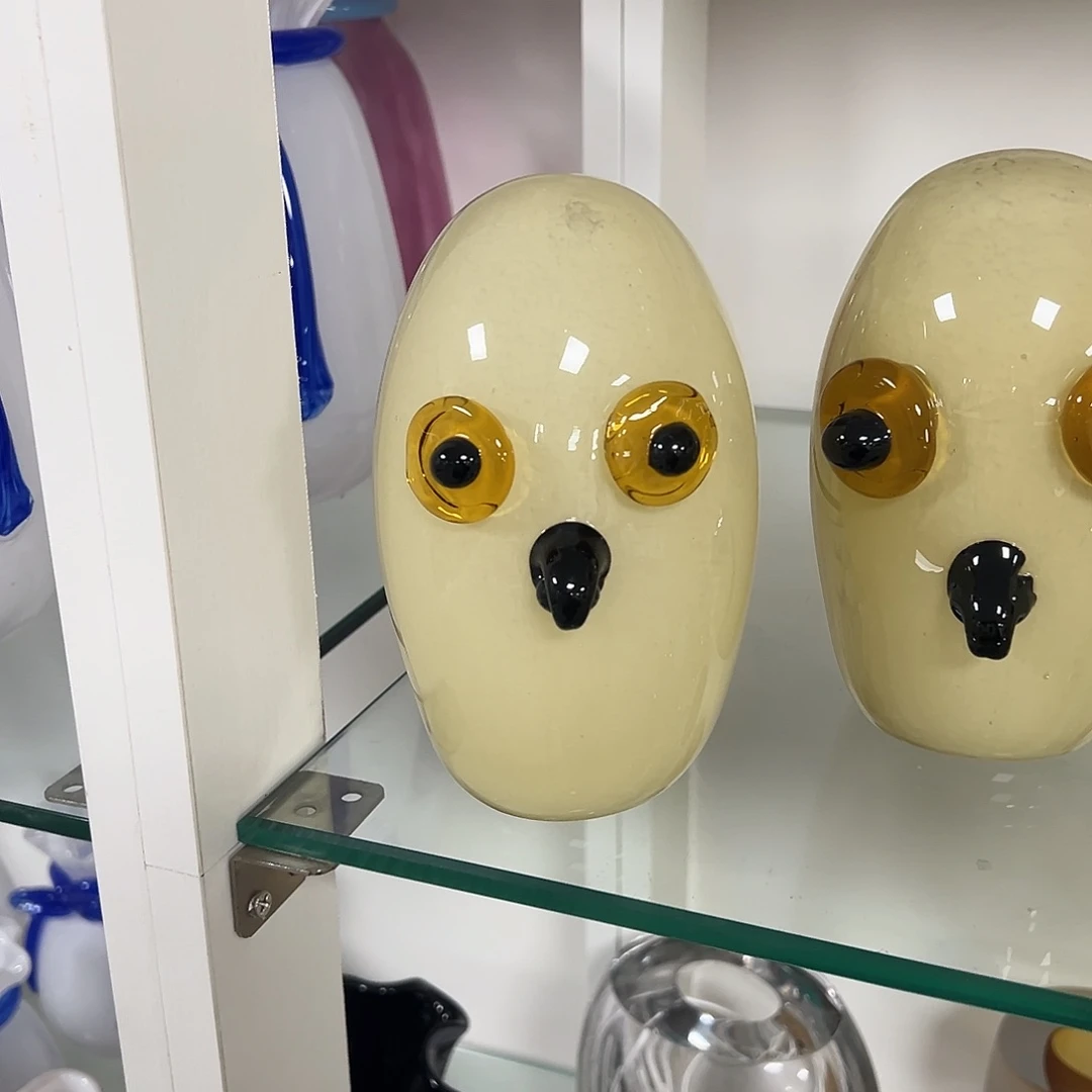 琉璃?高14猫头鹰琉璃花器