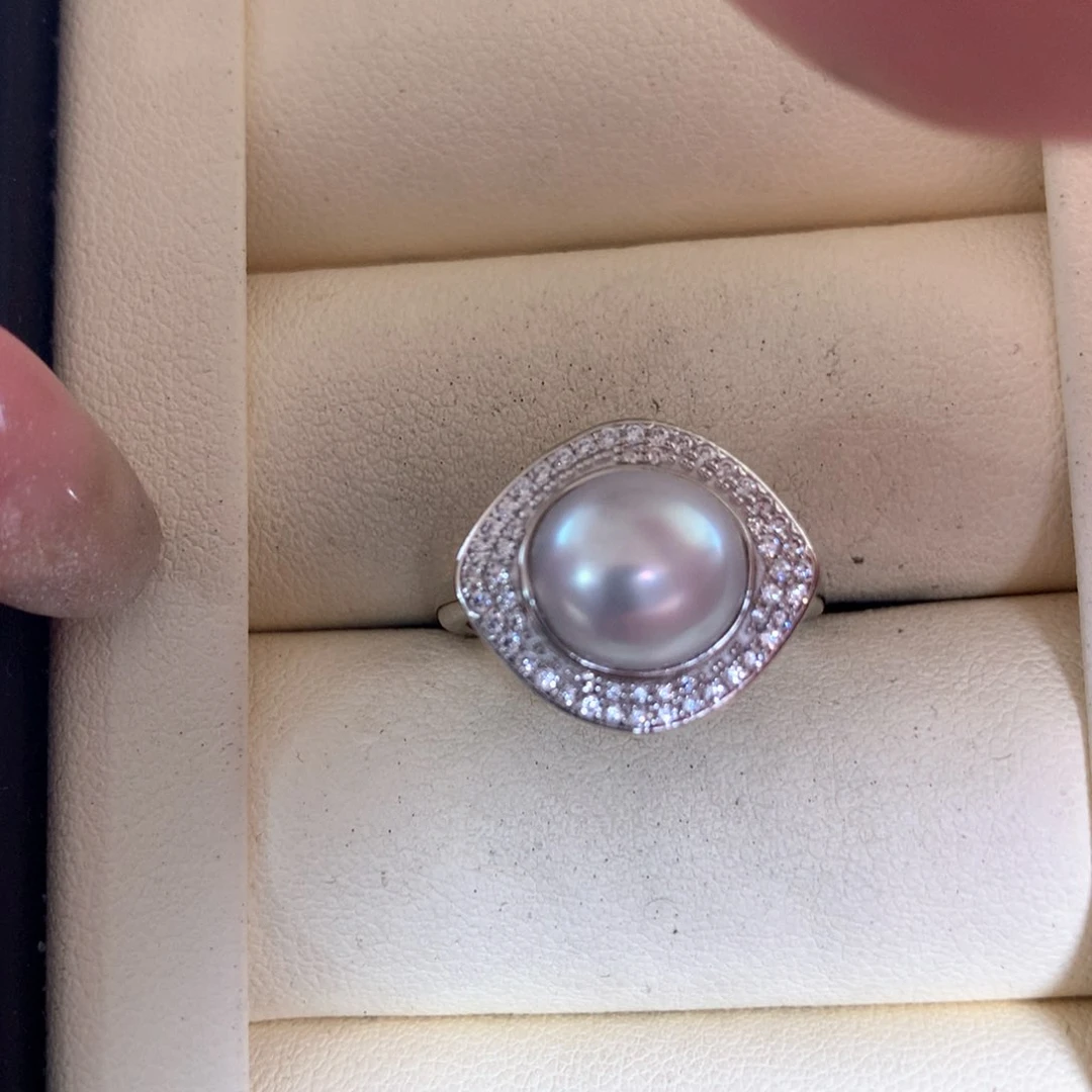 银S925镶嵌海水珍珠戒指