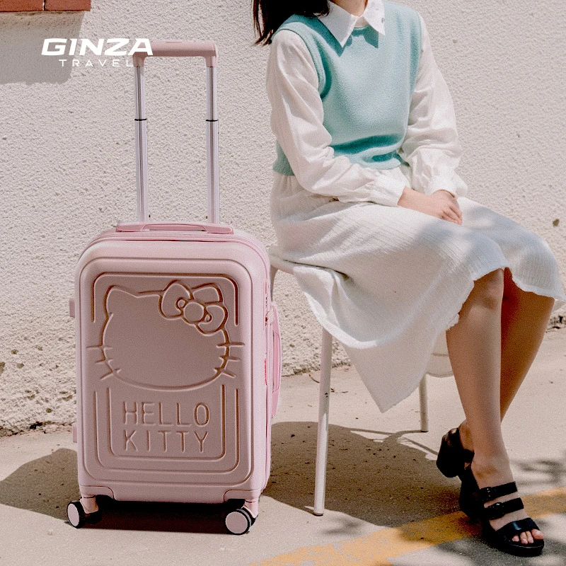 银座正版联名女学生可爱粉色拉杆箱银座hello kitty旅行箱20寸
