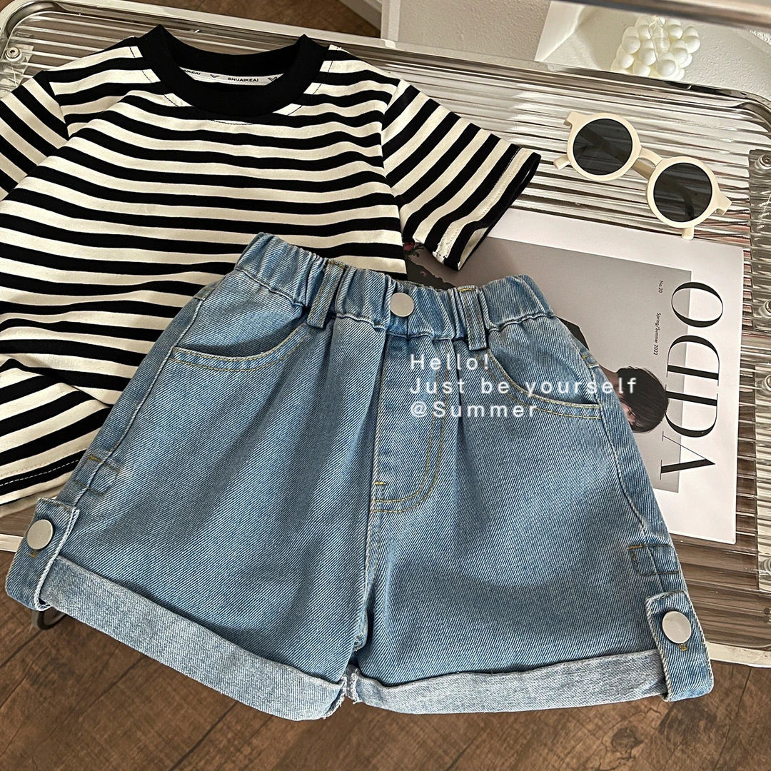 女童时尚牛仔短裤2024夏季新款韩版卷边儿童薄款休闲裤女宝宝热裤