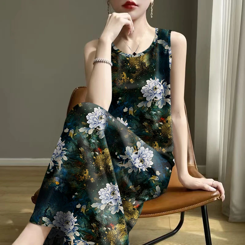 清仓捡漏-2025夏新款修身减龄遮肚妈妈装背心吊带中长款连衣裙女