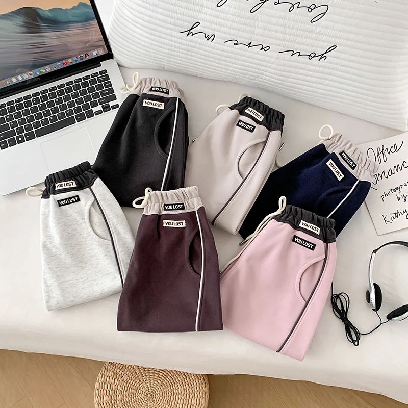 【全额运费补贴】秋撞色拼接儿童韩版宽松时尚百搭拼接双标休闲卫裤