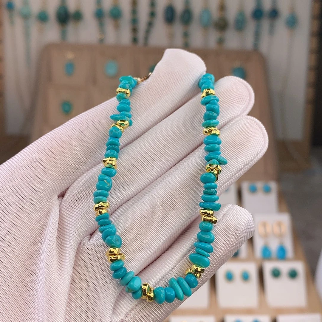 绿松石未镶嵌耳饰