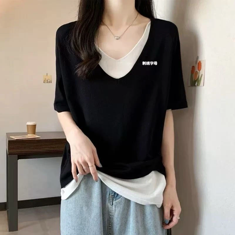 811刺绣字母女士短袖