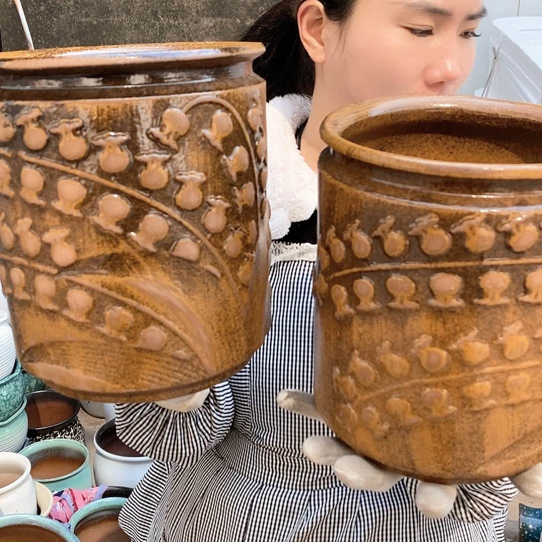 红泥花盆瑕疵口18高21