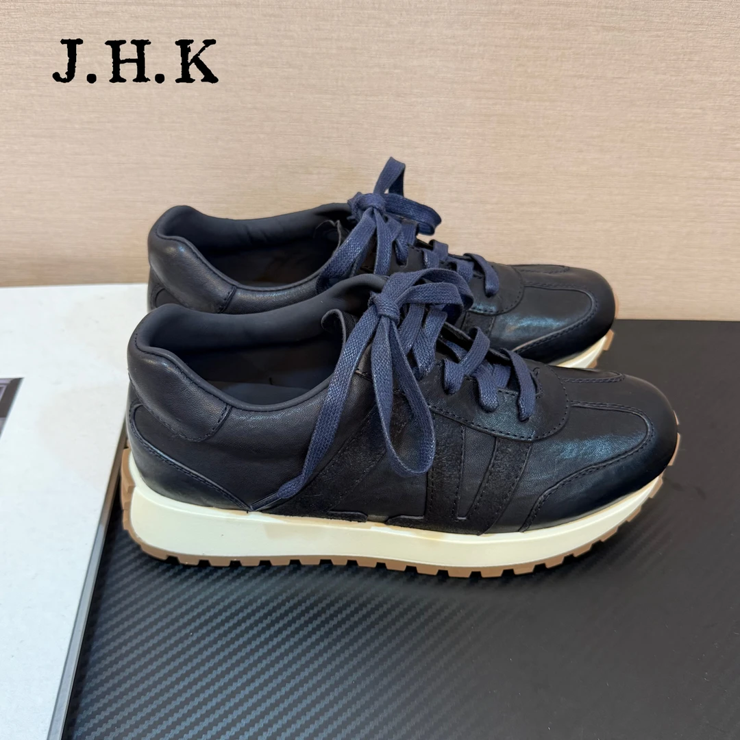 J.H.K马皮水洗复古运动休闲厚底德训纯手工系带时尚百搭四季鞋