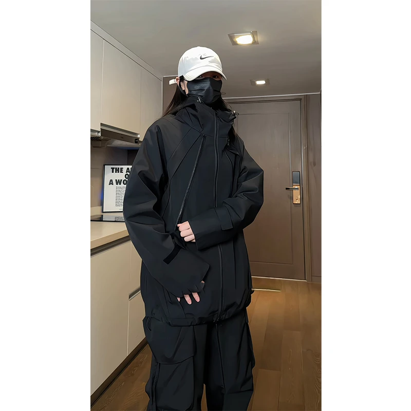 春装新款个性男女同款冲锋夹克潮百搭外套连帽宽松上衣休闲上衣