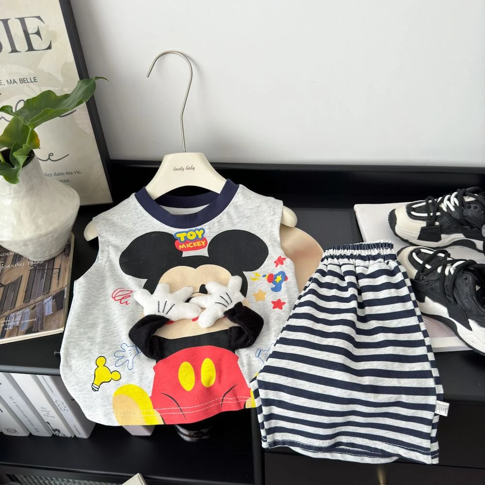 正品笛莎【断码】背心套装2025夏季新款立体玩偶无袖T恤短裤现货