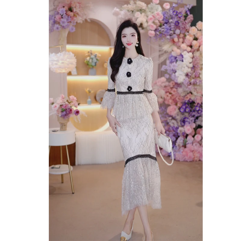 秋季新款套装女气质显瘦修身收腰蕾丝高端名媛半身裙两件套1803