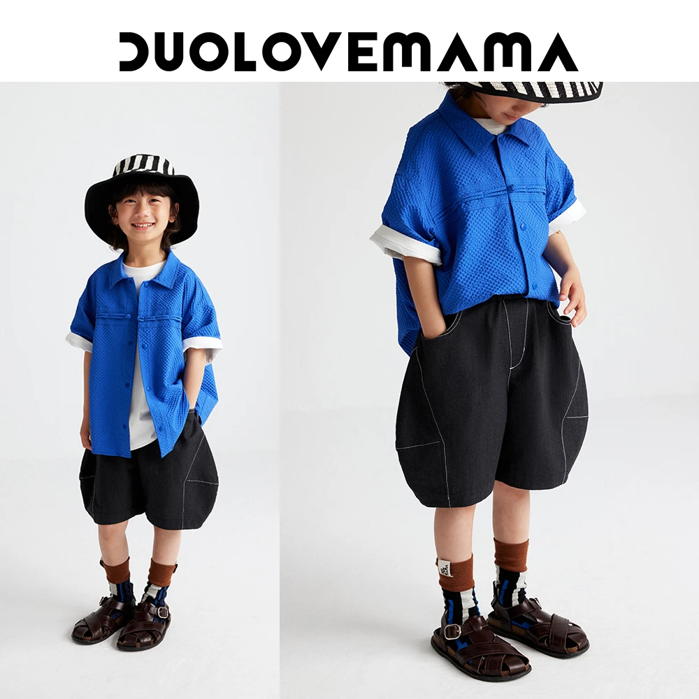 DUOLOVEMAMA 百搭廓形儿童工装短裤男女童休闲宽松香蕉牛仔裤夏