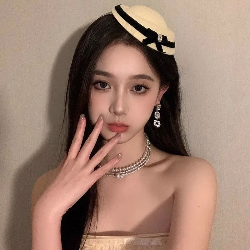 BXA公主日记~礼帽头饰装扮蝴蝶结顶夹发卡法式名媛拍照发饰海军风