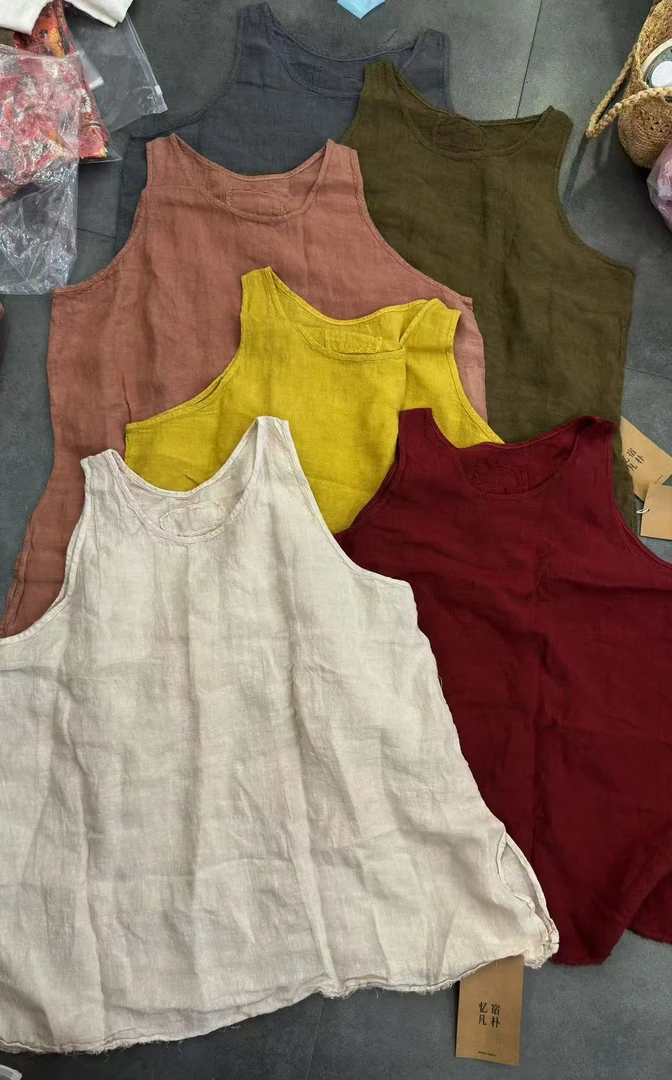 【大漂亮推荐】己知余香2025年新款休闲百搭复古时尚亚麻背心#0014