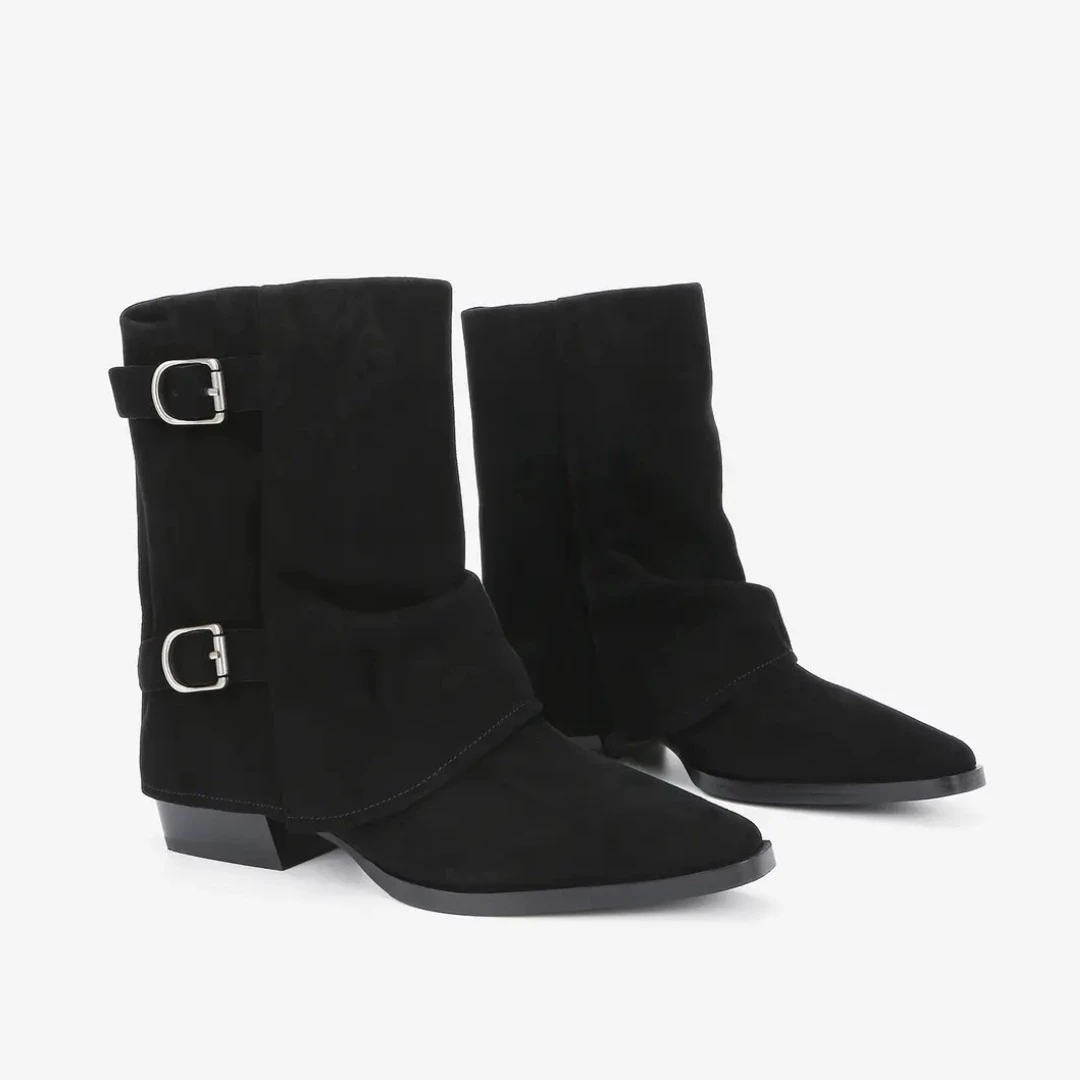 【聚新汇】7059-512新款中筒裤管靴时装通勤靴子真皮时尚经典