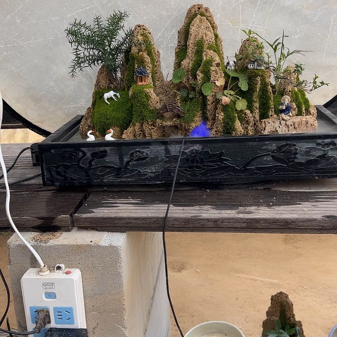 圣***节无花朵吸水石假山盆景全套