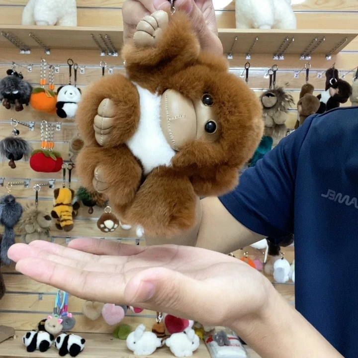 可爱獭兔毛小猴子汽车钥匙扣挂件毛绒卡通公仔玩偶书包挂饰礼物女