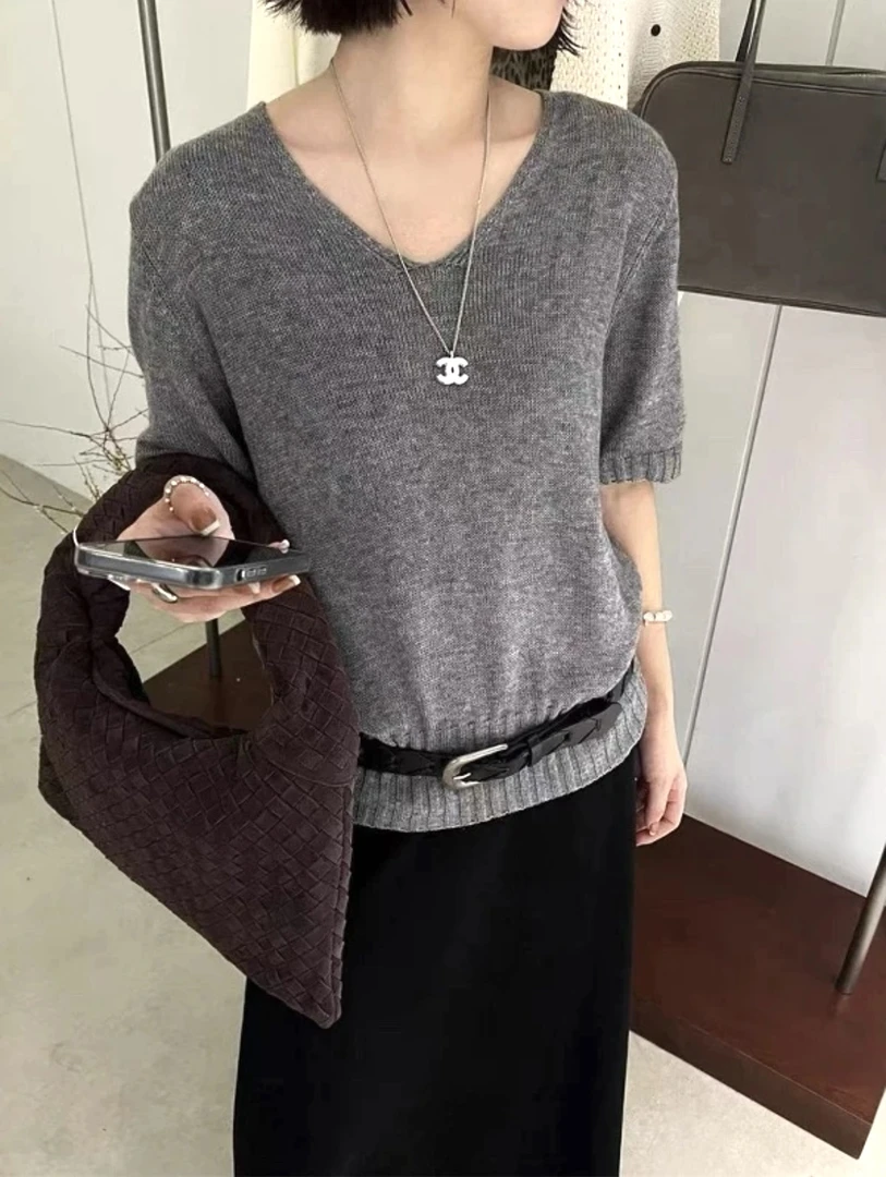 001-199清货羊毛衫短袖夏季长袖轻松女装桑蚕丝外套毛衣百搭时尚