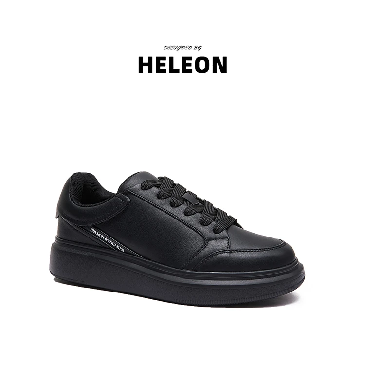 HELEON男鞋开车板鞋2025秋冬爆款增高真皮黑色低帮男士运动休闲鞋