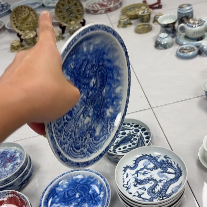 瓷片墨龙吸水大胡乘景德镇