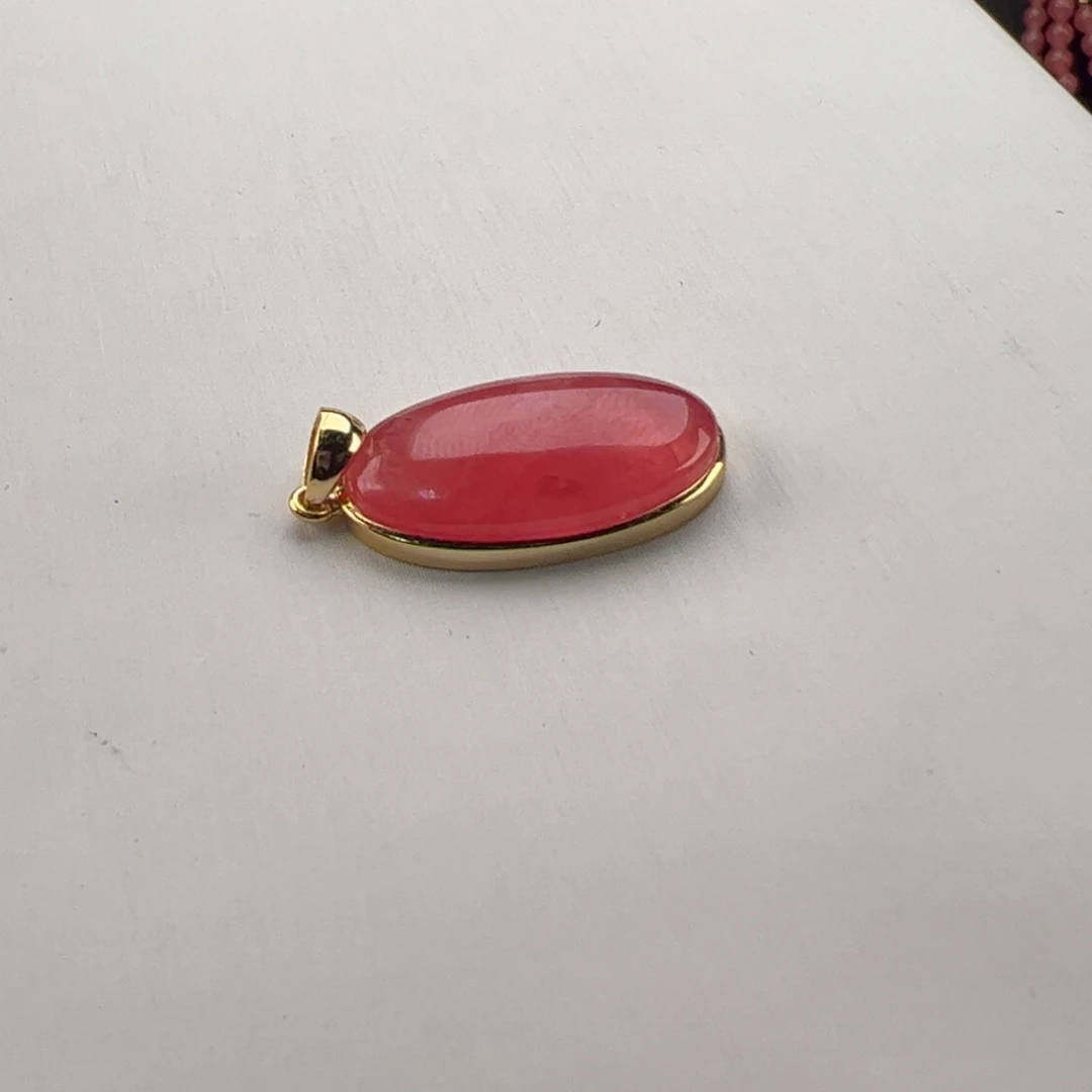 菱锰矿（红纹石）银S925镶嵌吊坠(不含链)