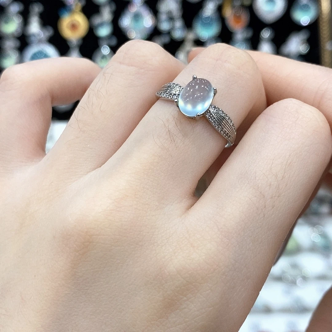 蛇纹石玉银S925镶嵌戒指