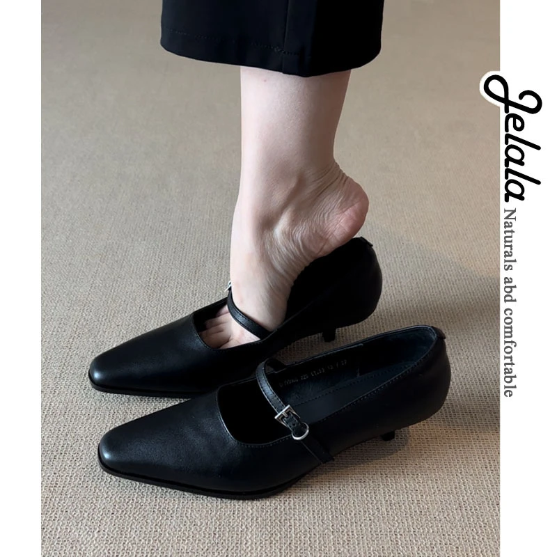 JELALA·黑色玛丽珍单鞋女复古法式软底舒适百搭休闲鞋A369