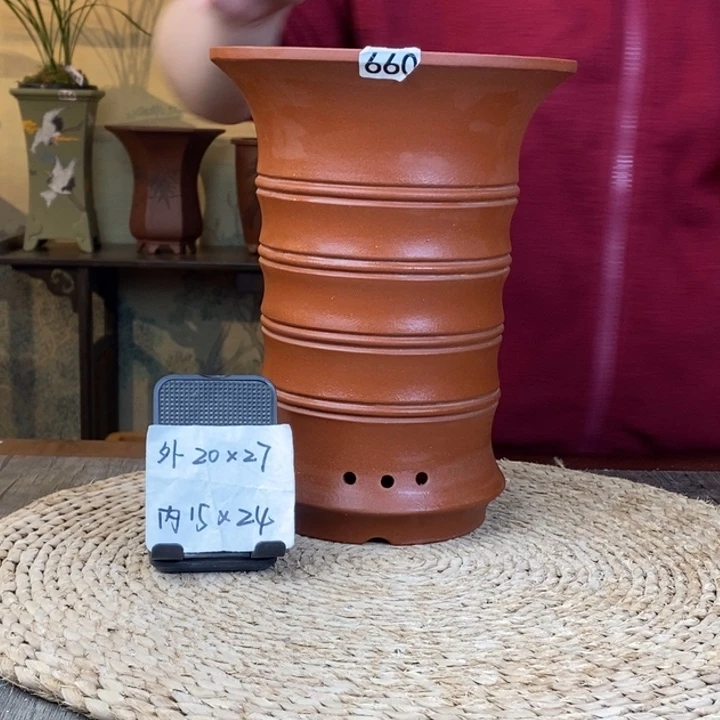 紫砂花盆  特价清水大竹节660