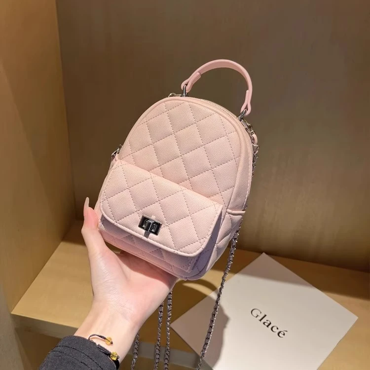 高级感小众菱格双肩包包女2025新款时尚百搭双肩书包单肩旅行包潮