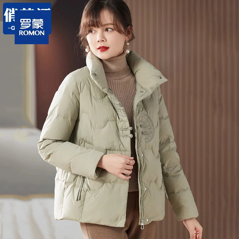 罗蒙中年妈妈冬装羽绒服女2024冬季新款中老年短款洋气保暖外套