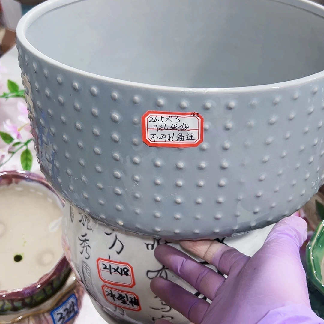 有孔外贸尾单陶瓷花盆凑单10米包邮