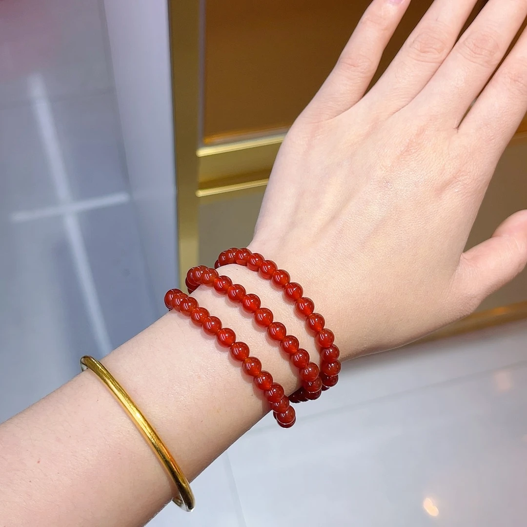 红玛瑙手串（3圈）新年本命年红色手链礼物