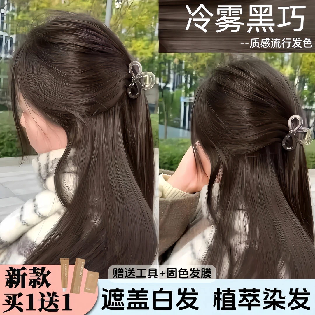 诗奈姿冷雾黑巧染发剂冷棕发色榛果灰棕黑茶色遮盖白发染发不伤发