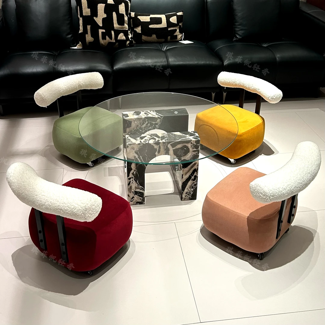 轻奢中古风复古溜溜凳换鞋凳万能小凳皮质免360°旋转静音