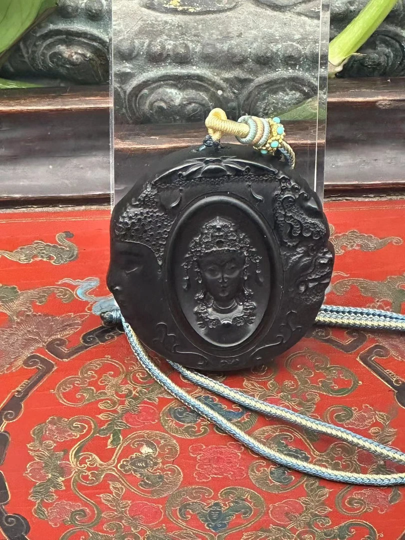 【玉器】精美墨玉观音吊坠