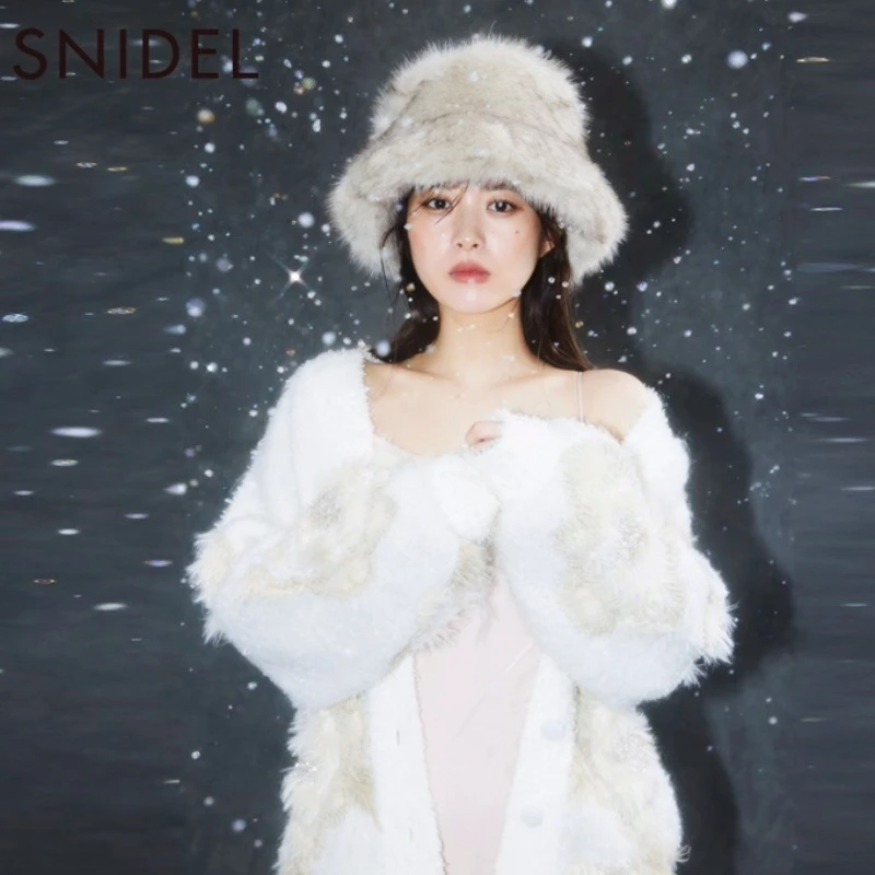 【嘉尔专属】SNIDELV领花朵刺绣宽松针织开衫短外套SWNJ235110