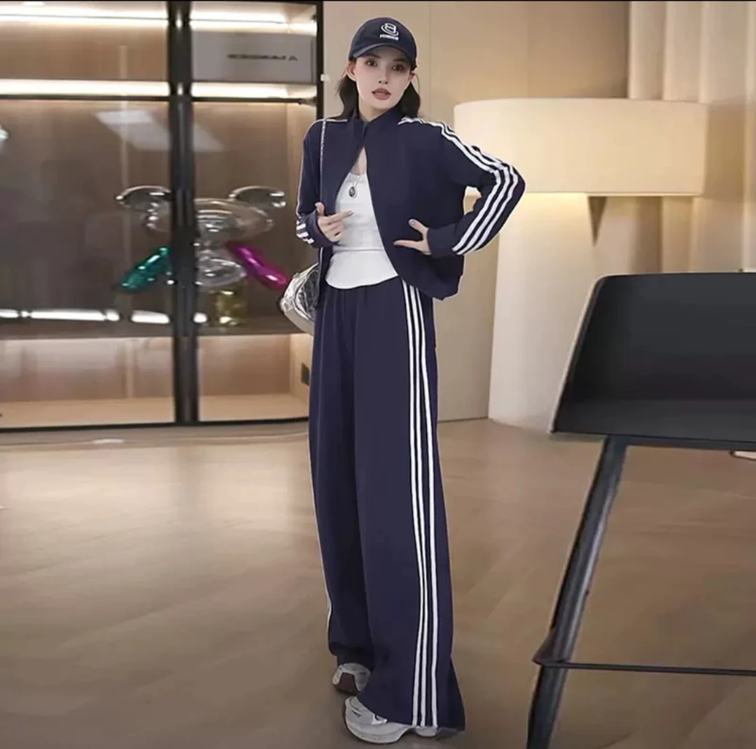 25039休闲运动服套装女春秋2025新款时尚洋气阔腿裤卫衣两件套