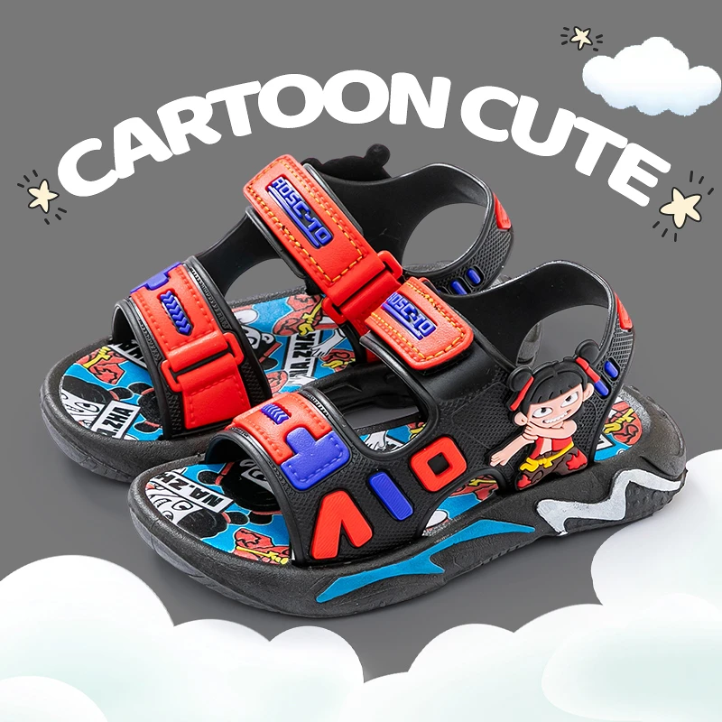 哪吒儿童夏季沙滩凉鞋男童宝宝软底学生防滑小童中大童男休闲运动