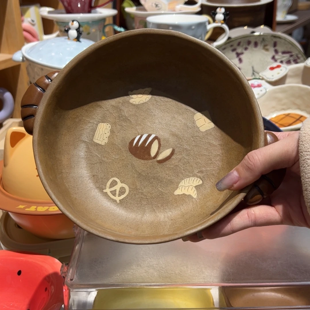 立体牛角包双耳盘