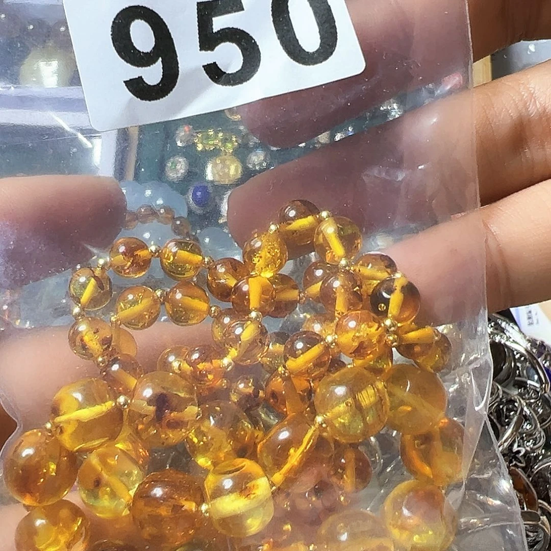 未镶嵌琥珀(花珀)手链贝*