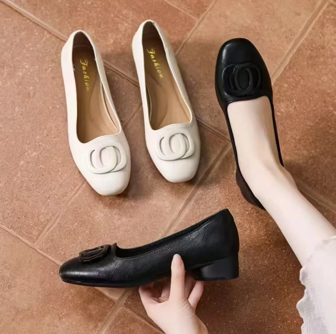 浅口一脚蹬防滑单鞋妈妈鞋低跟妈妈鞋度假风公主风百搭百搭时尚