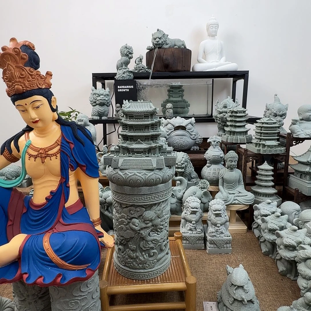 石材青砂石滕王阁➕新款莲花底座➕龙柱15➕小号云柱12