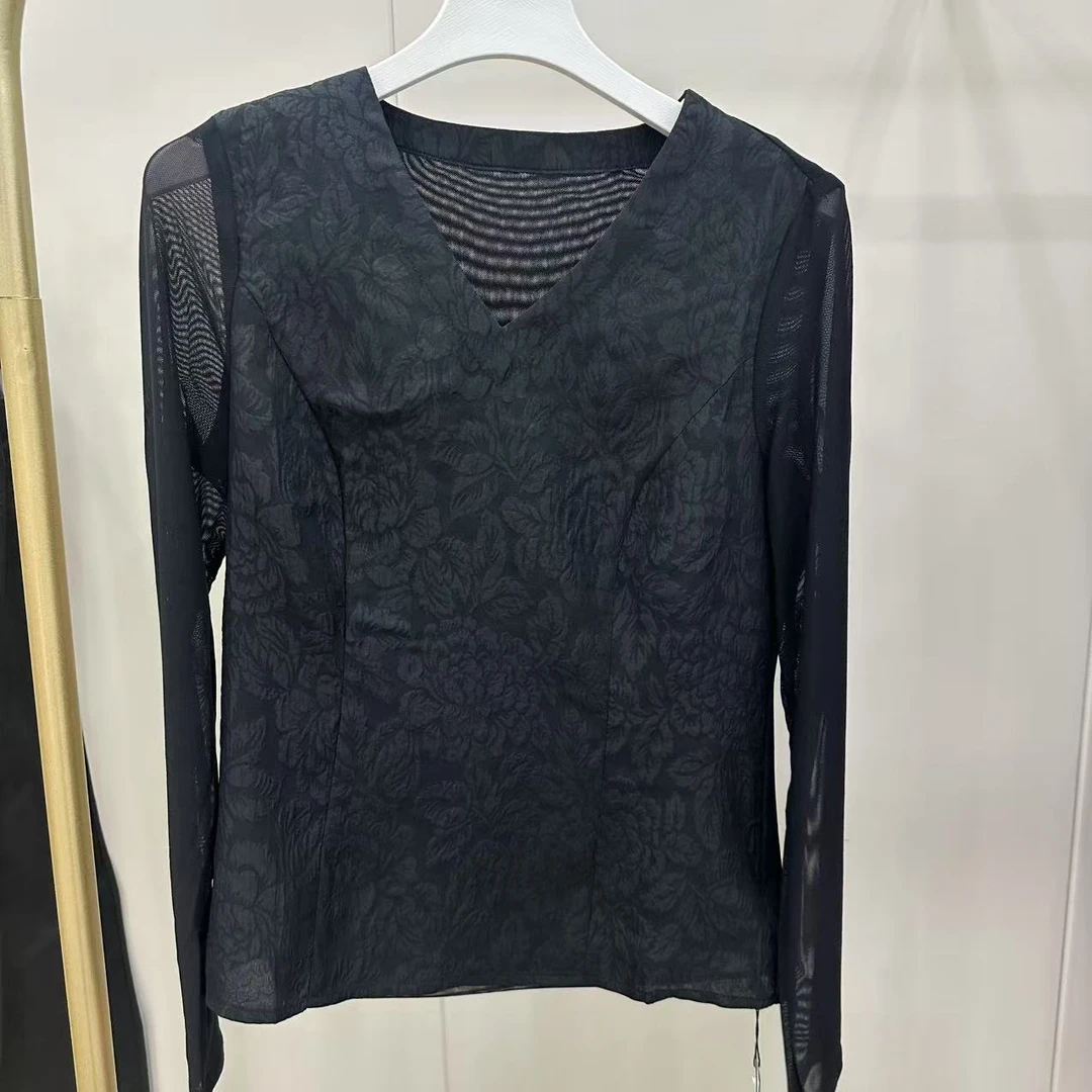 香云纱冠乐绉网纱百搭打底衬衫 Q1712392-169377