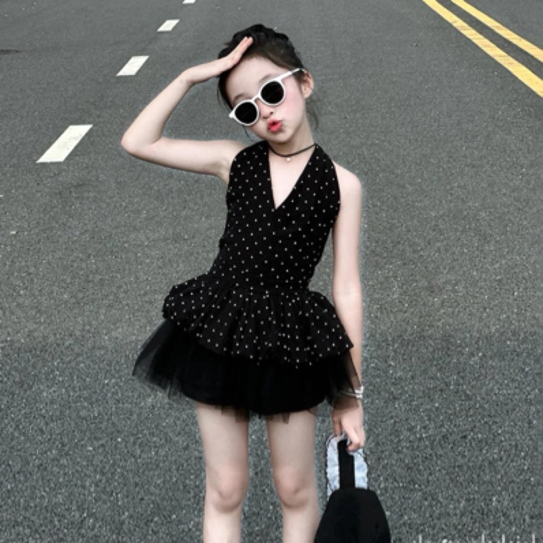 女童巨好看的连衣裙儿童港风裙子套装2025新款夏季高级感独特漂亮