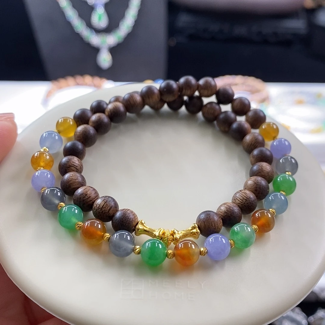 散珠翡翠浓色多宝珠珠